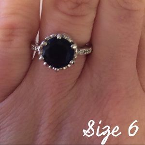 Silvertone Ring - Navy